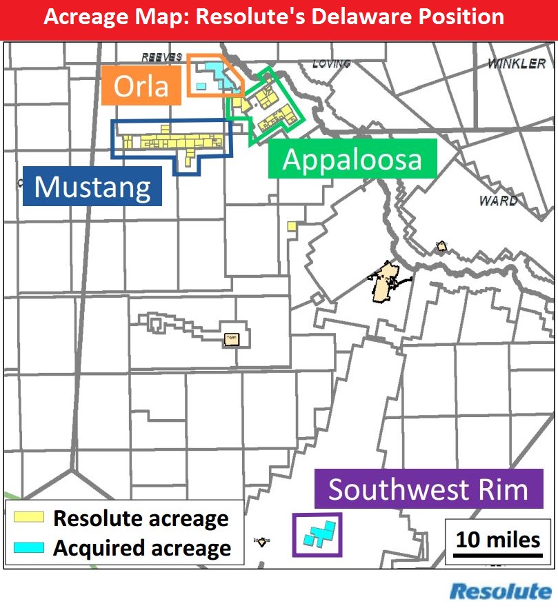 Resolute Energy Delaware Basin Acquisition Acreage Map