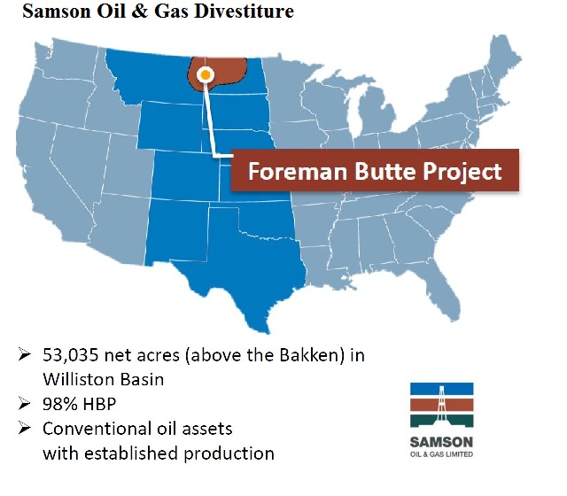 Samson Oil & Gas Divestiture Map