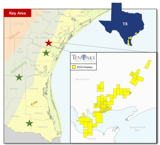 EOG Resources South Texas Asset Map (Source: TenOaks Energy Advisors LLC)