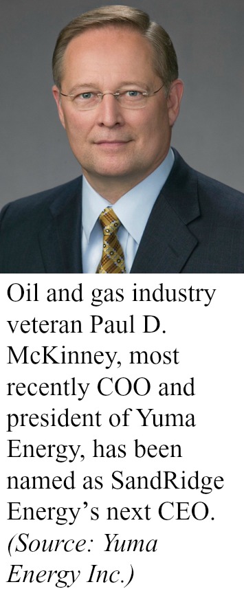 Oil and gas industry veteran Paul D. McKinney, most recently COO and president of Yuma Energy, has been named as SandRidge Energy’s next CEO. (Source: Yuma Energy Inc.)