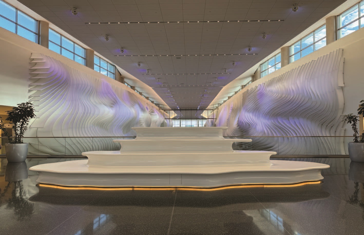 Salt Lake City airport's water- and wind-swept tunnel