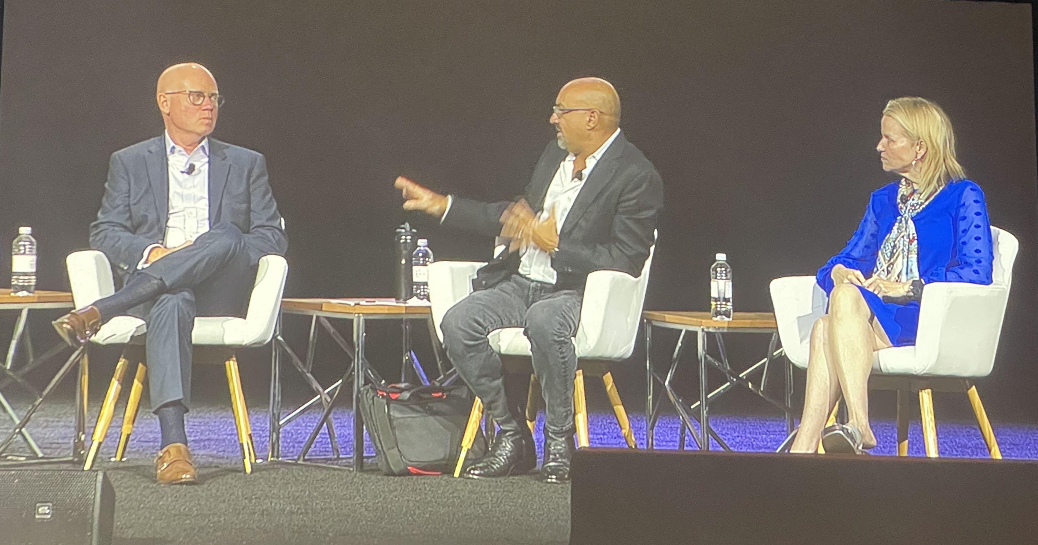 From left: Jimmy Fortuna of Enverus, Kemal Farid of Farid Ventures, and Katie Mehnert of ALLY Energy speak during 2024 ATCE (Source: Hart Energy)