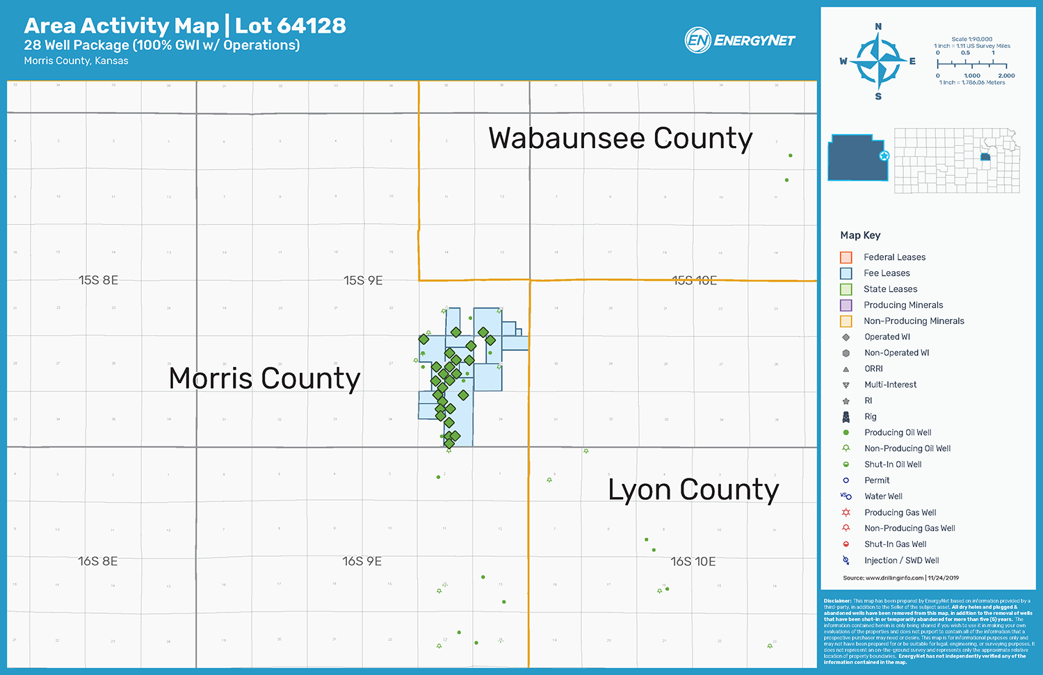 Coal Creek Energy Operated Kansas Asset Map, Morris County (Source: EnergyNet)