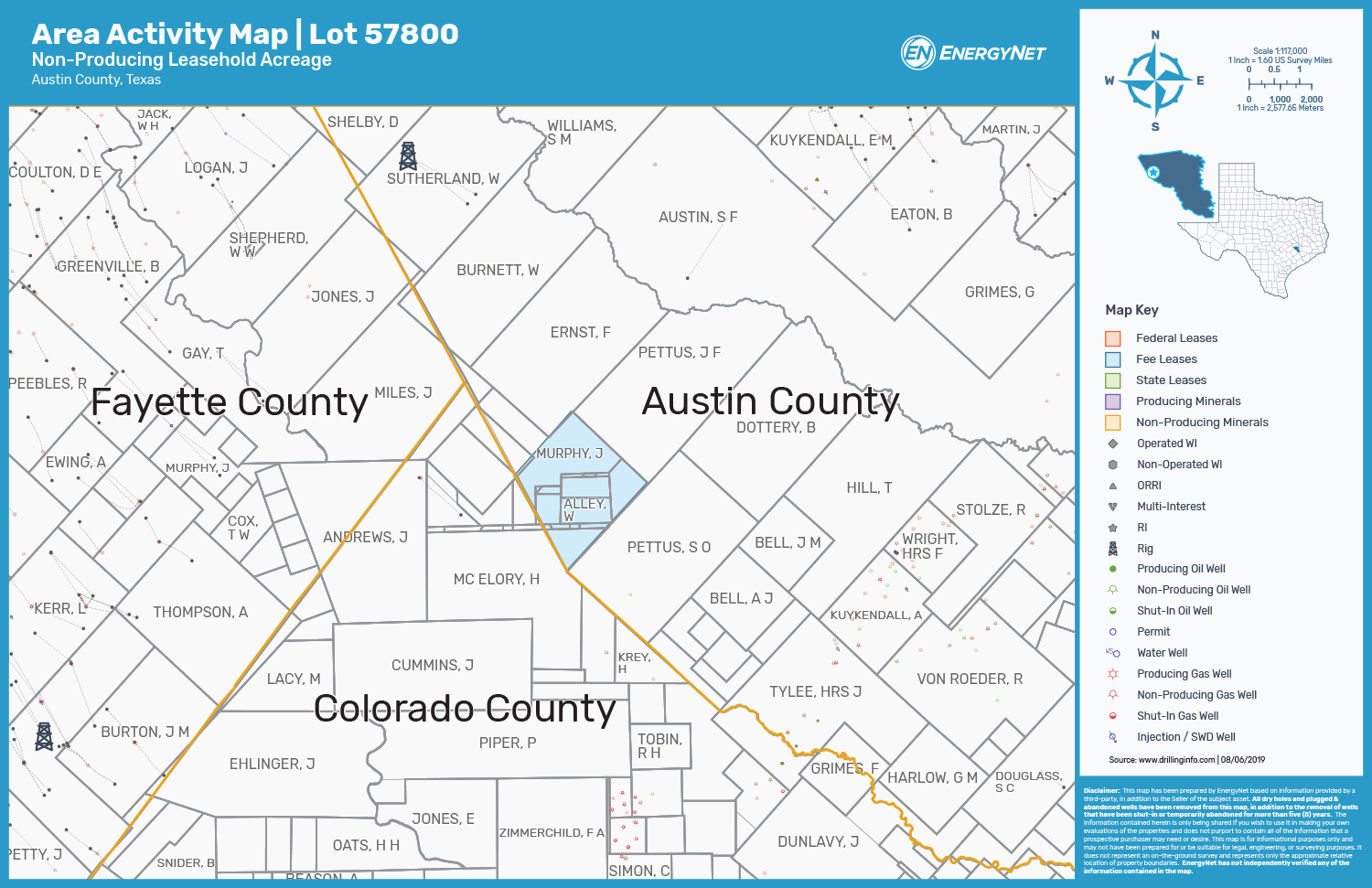 EAS Resources Austin County, Texas Non-Producing Leasehold Asset Map (Source: EnergyNet)