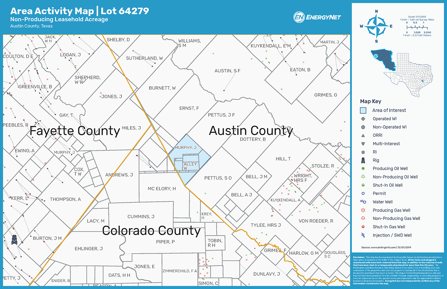 EAS Resources Austin County, Texas, Non-Producing Leasehold Map (Source: EnergyNet)