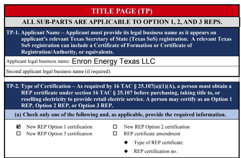 [Enron REP application here]