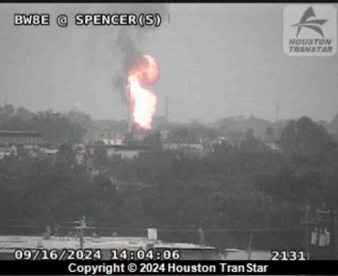 An image taken by TranStar of the natural gas liquids pipeline fire in La Porte, Texas. (Source: Houston TranStar)