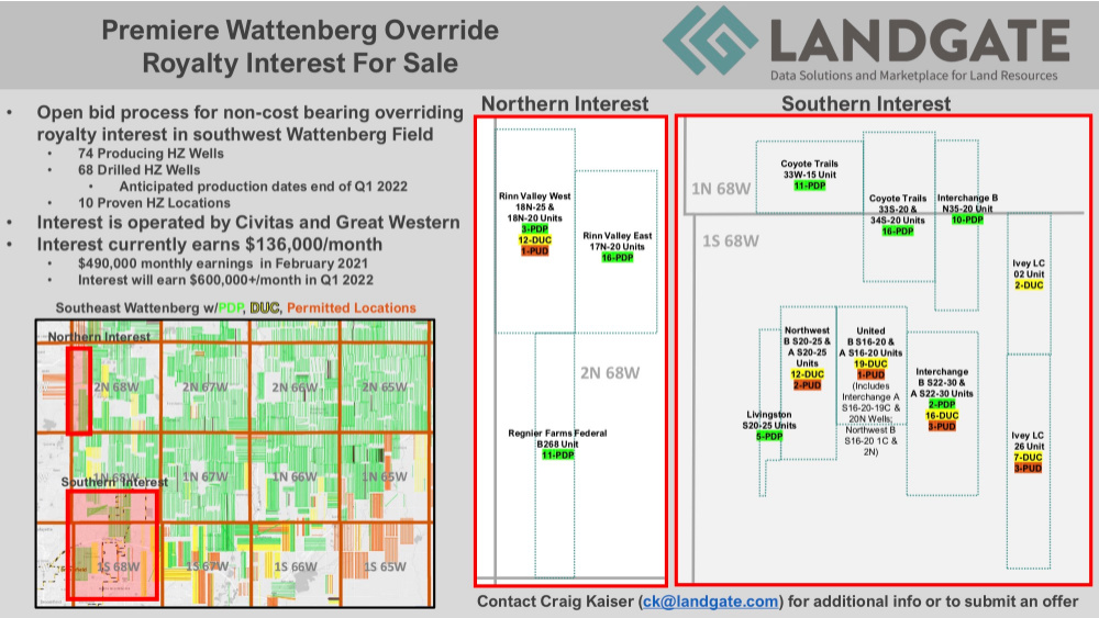 LandGate Marketed Flyer - Wattenberg ORRI Package in Weld County, Colorado