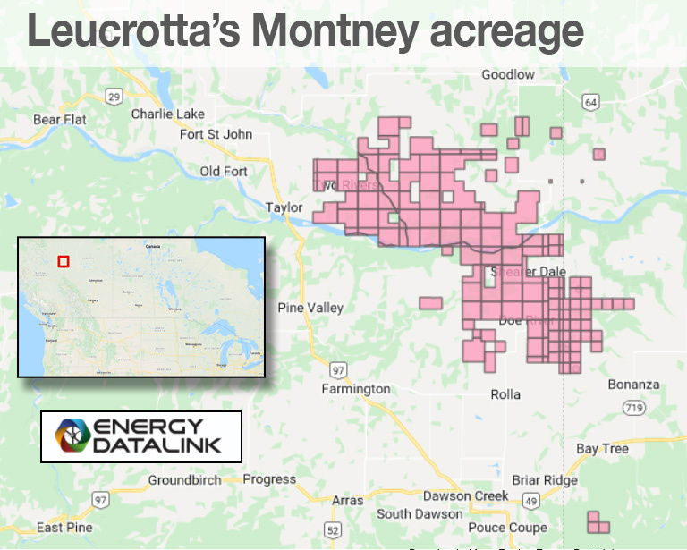 Leucrotta Exploration Montney Acreage Map - Rextag Data