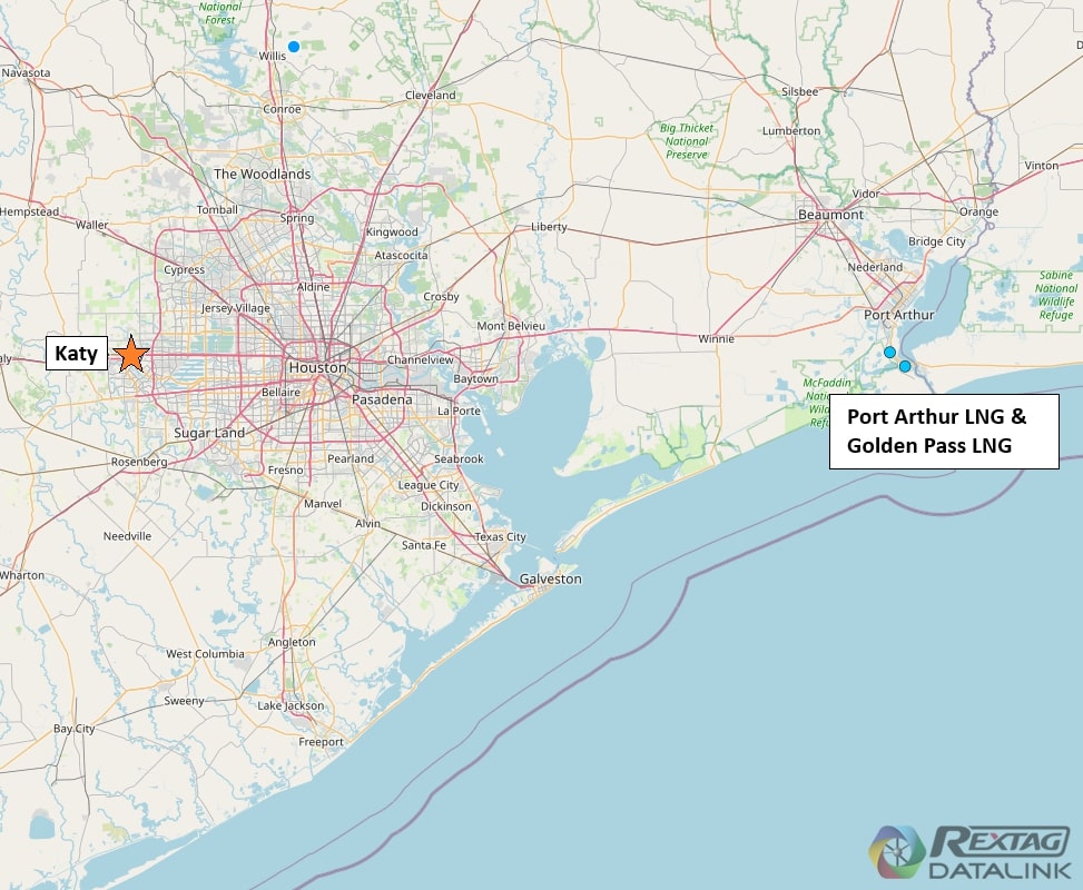 Map for Katy and LNG projects