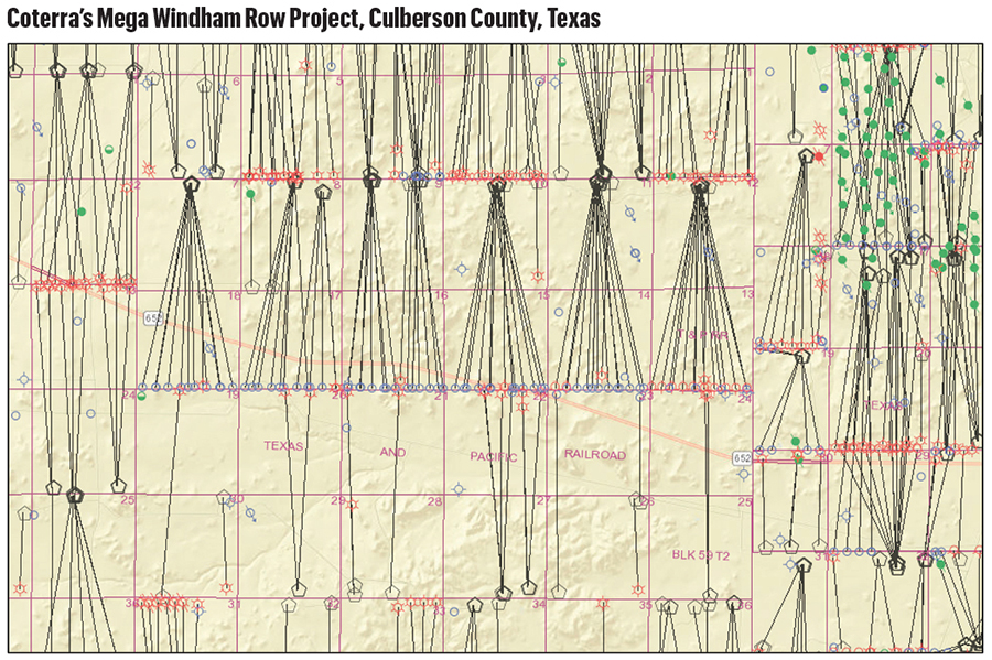 The first Windham Row phase consists of 57 wells. A second phase is 16 additional wells, totaling 73 wells in addition to pre-existing wells that were made to hold the leases. Source: Texas Railroad Commission