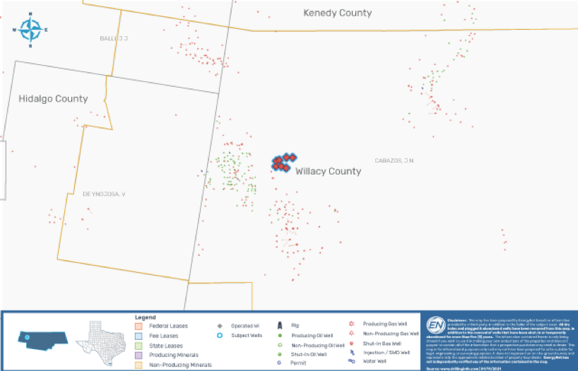 Marketed: South Texas Operated Working Interest Package, Willacy County Map