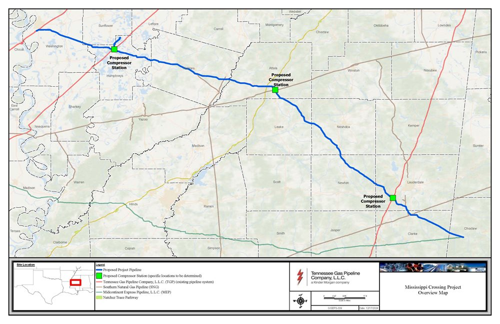 [MAP Kinder Morgan’s Mississippi Crossing Project (MSX). (Source: Kinder Morgan)]