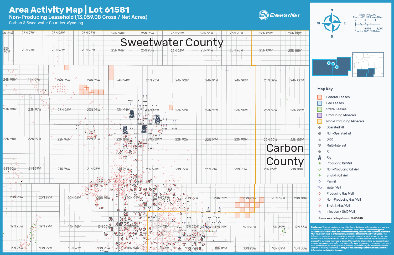 Non-Producing Green River Basin Leasehold Acreage Asset Map (Source: EnergyNet)