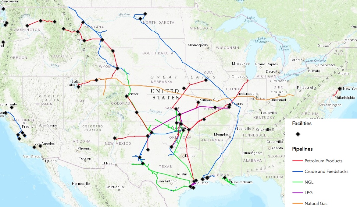 Phillips 66 Midstream Asset Map