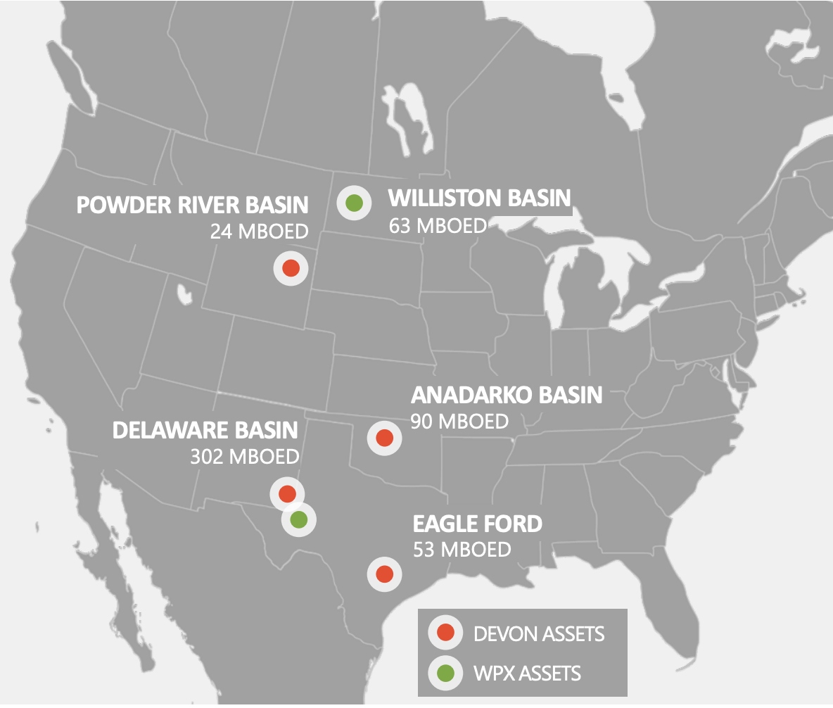 Devon, WPX Energy Combined Asset Map