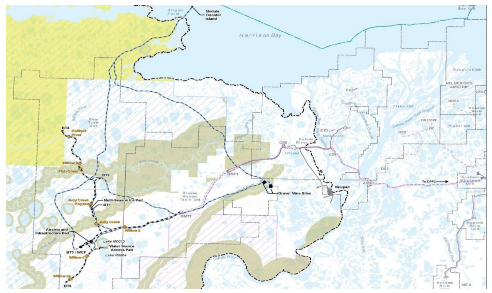 Map produced by Bureau of Land Management, for the Willow Master Development Plan EIS. (Source: ConocoPhillips Co.)