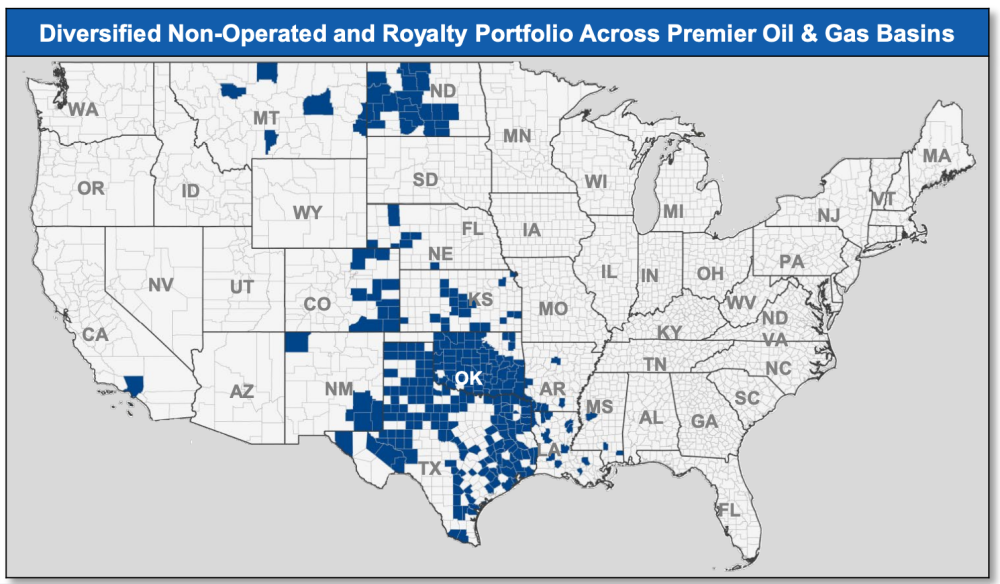 TenOaks Energy Advisors Marketed Map - Singer Bros Diversified Nonop Minerals Portfolio