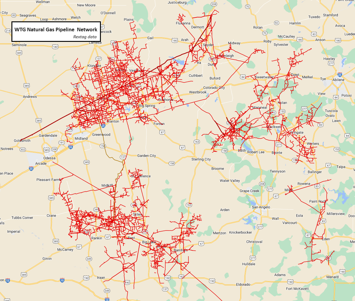 WTG's natural gas pipeline network