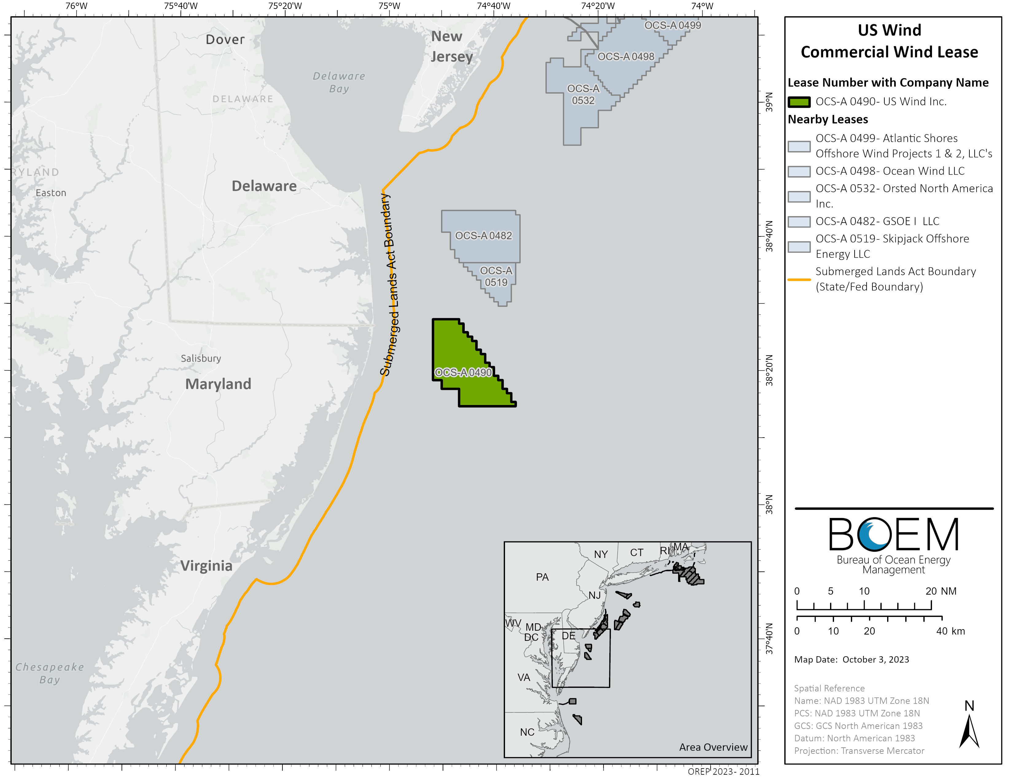 US Wind lease Map