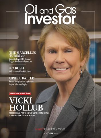 Hart Energy's Oil and Gas Investor, November 2024 cover: Felix Navarro captured this image of Occidental Petroleum CEO Vicki Hollub, Hart Energy’s Executive of the Year, at the company’s Houston headquarters.