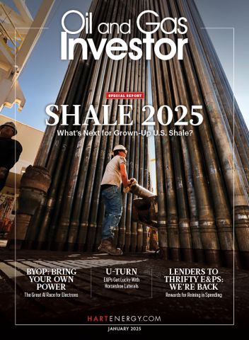 Hart Energy's Oil and Gas Investor, January 2025 cover: Photojournalist Tom Fox captured this image of drilling operations in Andrews County, Texas.