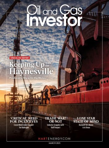 Hart Energy's Oil and Gas Investor, March 2025 cover: Expand Energy, one of the top Haynesville Shale producers, shared this image of one of their pads in northwestern Louisiana.